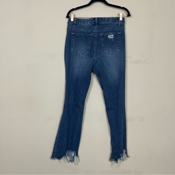 A BEAUTIFUL SOUL SKINNY FLARE RIPPED JEANS SIZE 12 DARK WASH - Picture 7 of 12